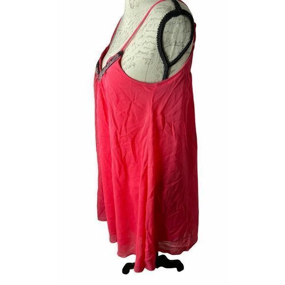 EXPRESS Pink Chiffon Mini Dress Trapeze Swing Bead Embellishment Size‎ XSMALL - Picture 3 of 6